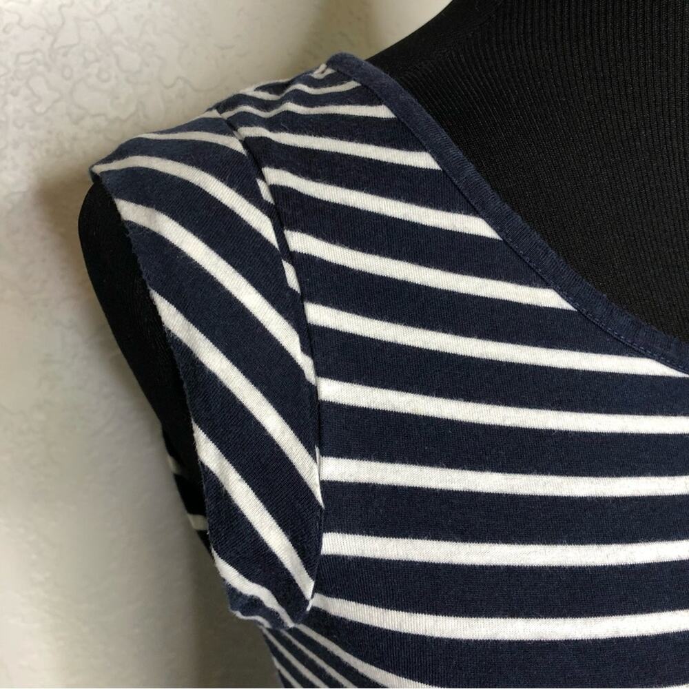 Boden navy blue white striped cap sleeve knit dress size 2R - Picture 6 of 16